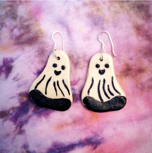 Friendly Ghost ceramic earrings
