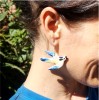 Bluebird ceramic earrings